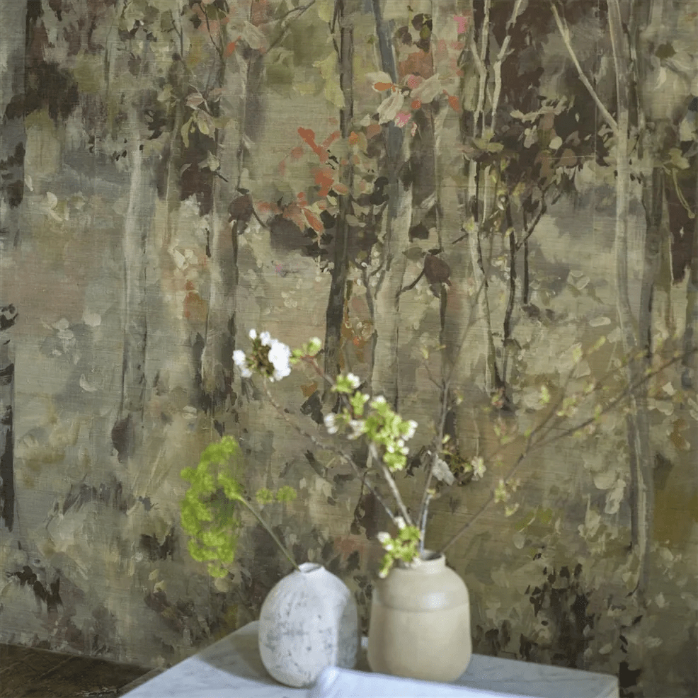 Bois De Bouleau Grasscloth Scene 1 Wallpaper - Sepia - PDG1185/01 - Designers Guild