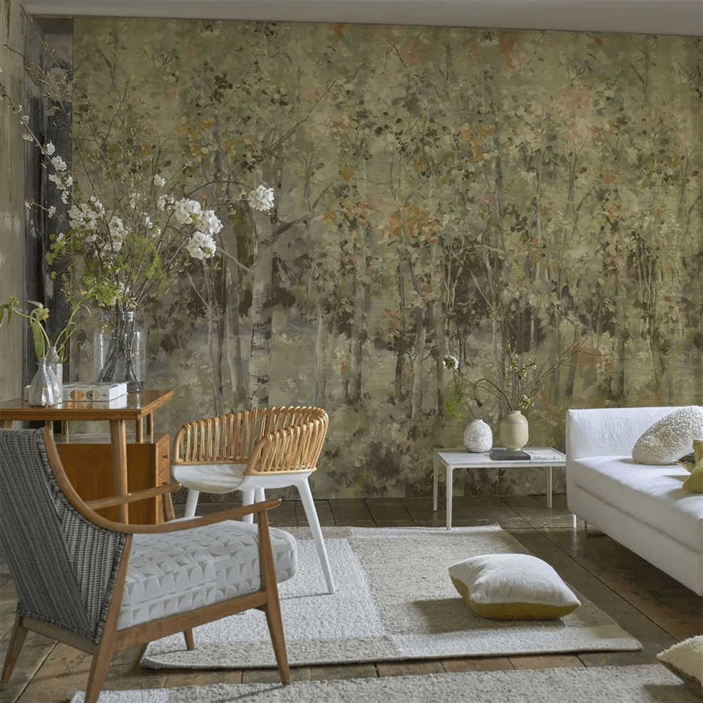 Bois De Bouleau Grasscloth Scene 2 Wallpaper - Sepia - PDG1186/01 - Designers Guild