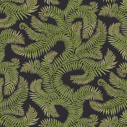 Bombes Fernery Wallpaper - Dark Grey and Green - Josephine Munsey - JMW-100101 - Premier Wallcovering
