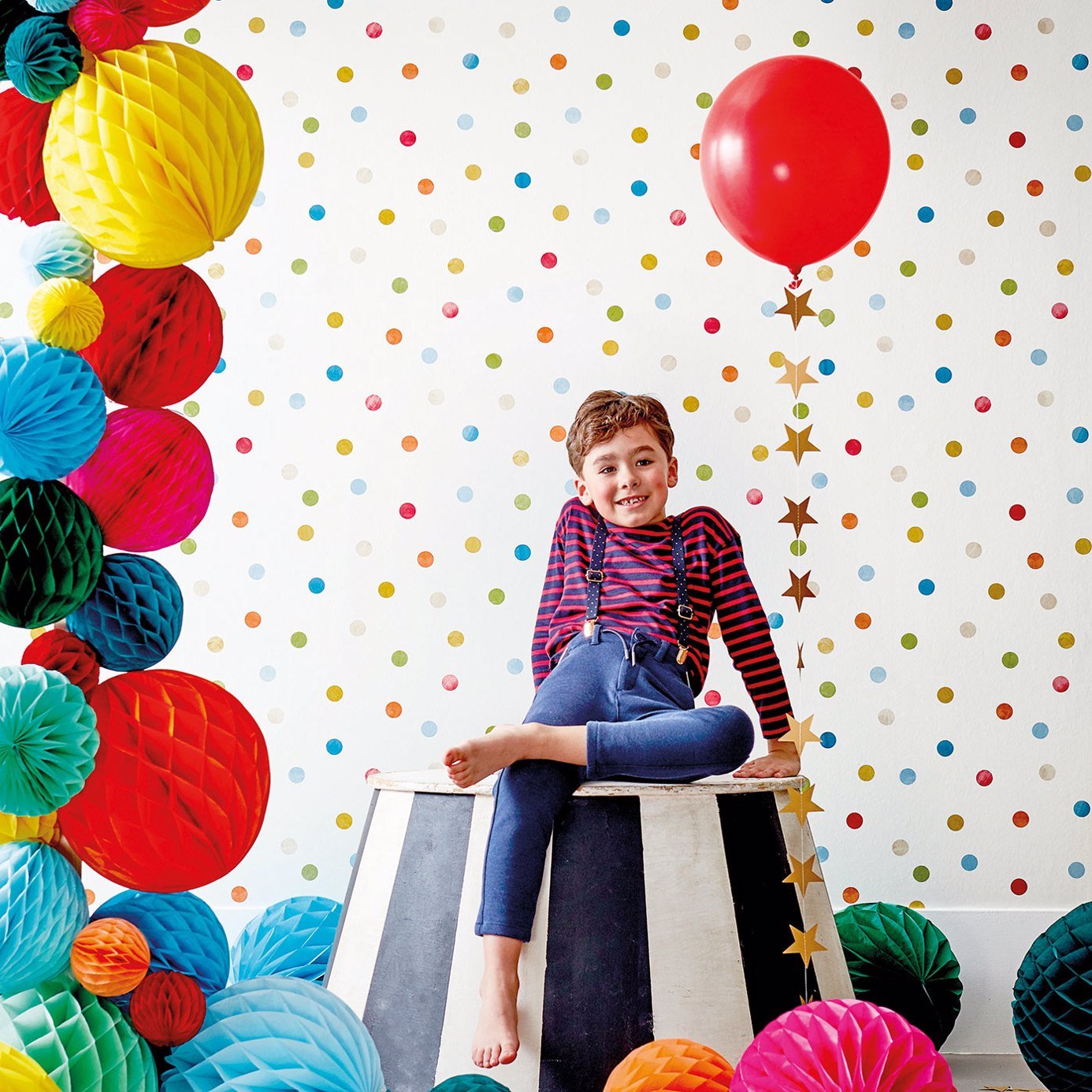 Bon Bon Wallpaper - Sky/Gecko/Ochre - HLTF112636 - Harlequin - Premier Wallcovering