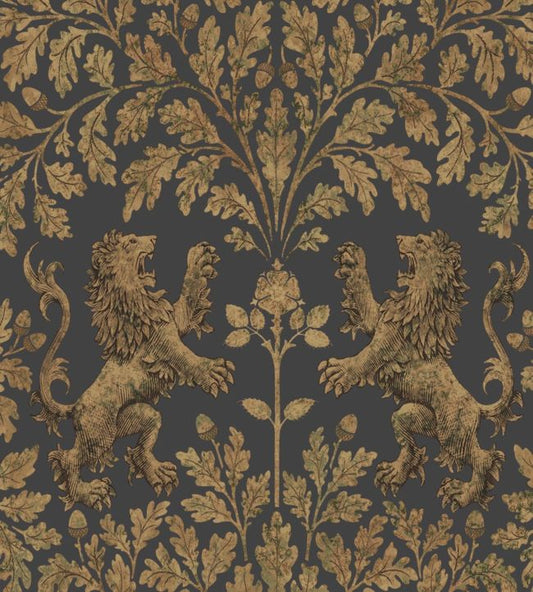Boscobel Oak Wallpaper - Metallic Antique Gold on Black - 116/10036 - Cole & Son - Premier Wallcovering