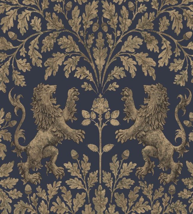 Boscobel Oak Wallpaper - Metallic Gilver on Ink - 116/10039 - Cole & Son - Premier Wallcovering