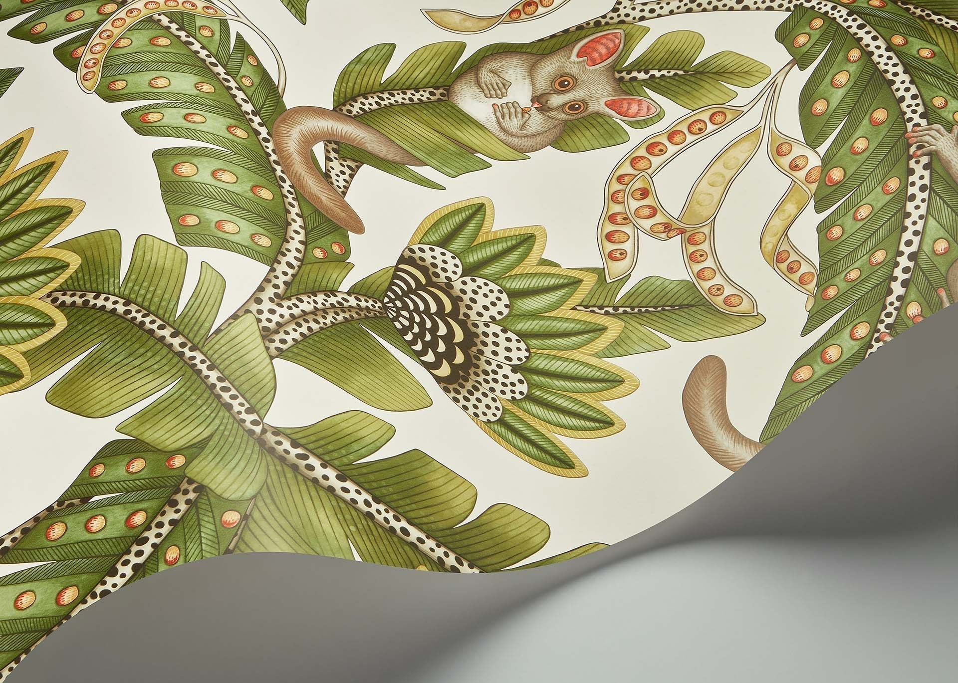 Bush Baby Wallpaper - Spring Green & Marigold on Stone - 119/7032 - Cole & Son - Premier Wallcovering