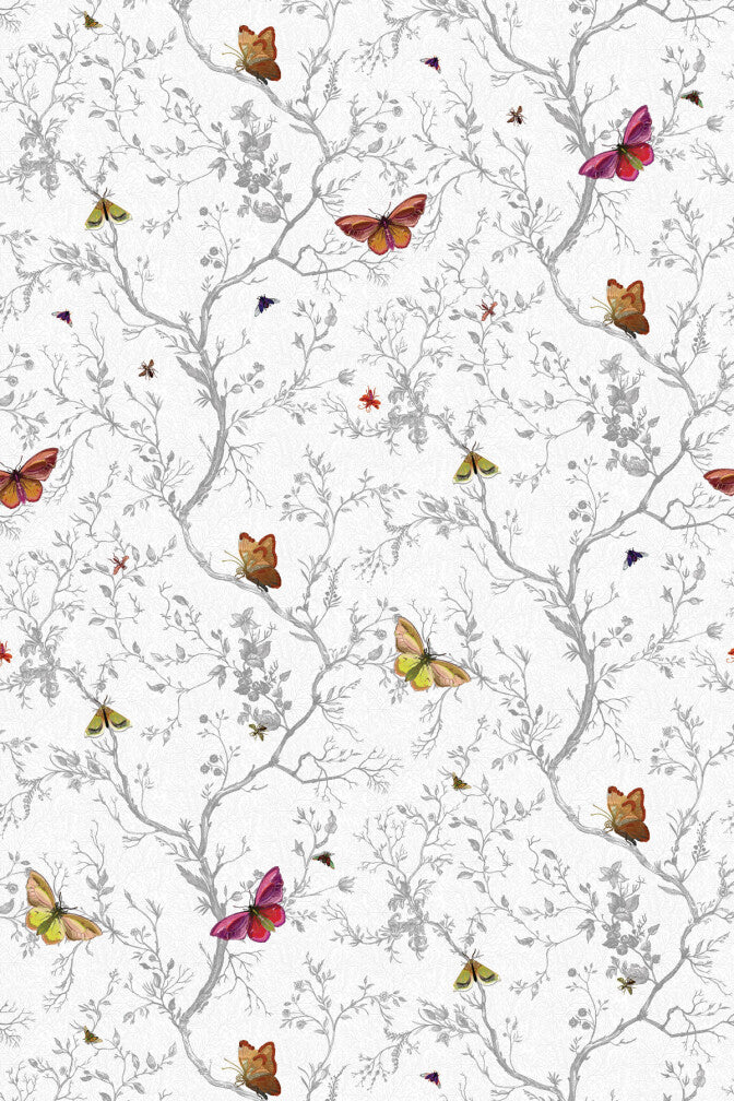Butterflies Wallpaper - Alabaster - Timorous Beasties - BTN/BFL/TXMT/01 - Premier Wallcovering