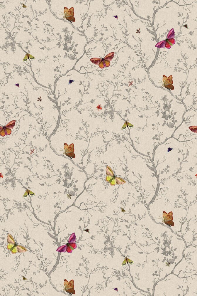 Butterflies Wallpaper - Bone - Timorous Beasties - BTN/BFL/TXMT/03 - Premier Wallcovering