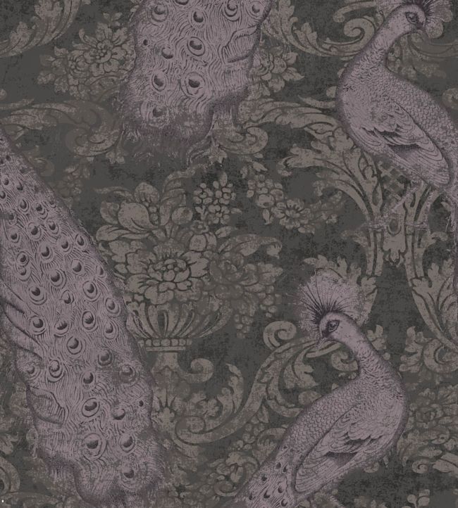 Byron Wallpaper - Metallic Lilac Grey & Mink on Charcoal - 94/7040 - Cole & Son - Premier Wallcovering