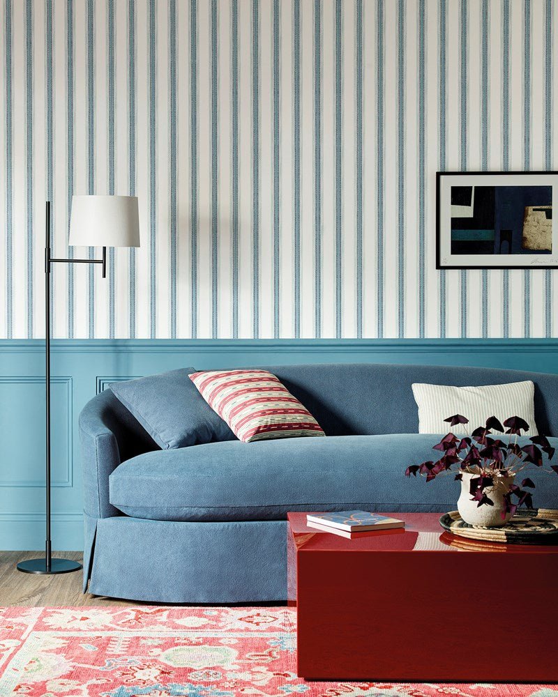 Camber Stripe Wallpaper - Blue - J199W - 01 - Jane Churchill