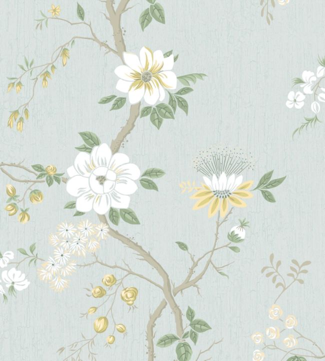 Camellia Wallpaper - Lemon & Sage on Sea Foam - 115/8025 - Cole & Son - Premier Wallcovering