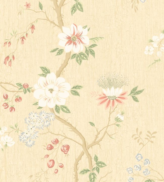 Camellia Wallpaper - Coral & Olive on Buttercup - 115/8023 - Cole & Son - Premier Wallcovering