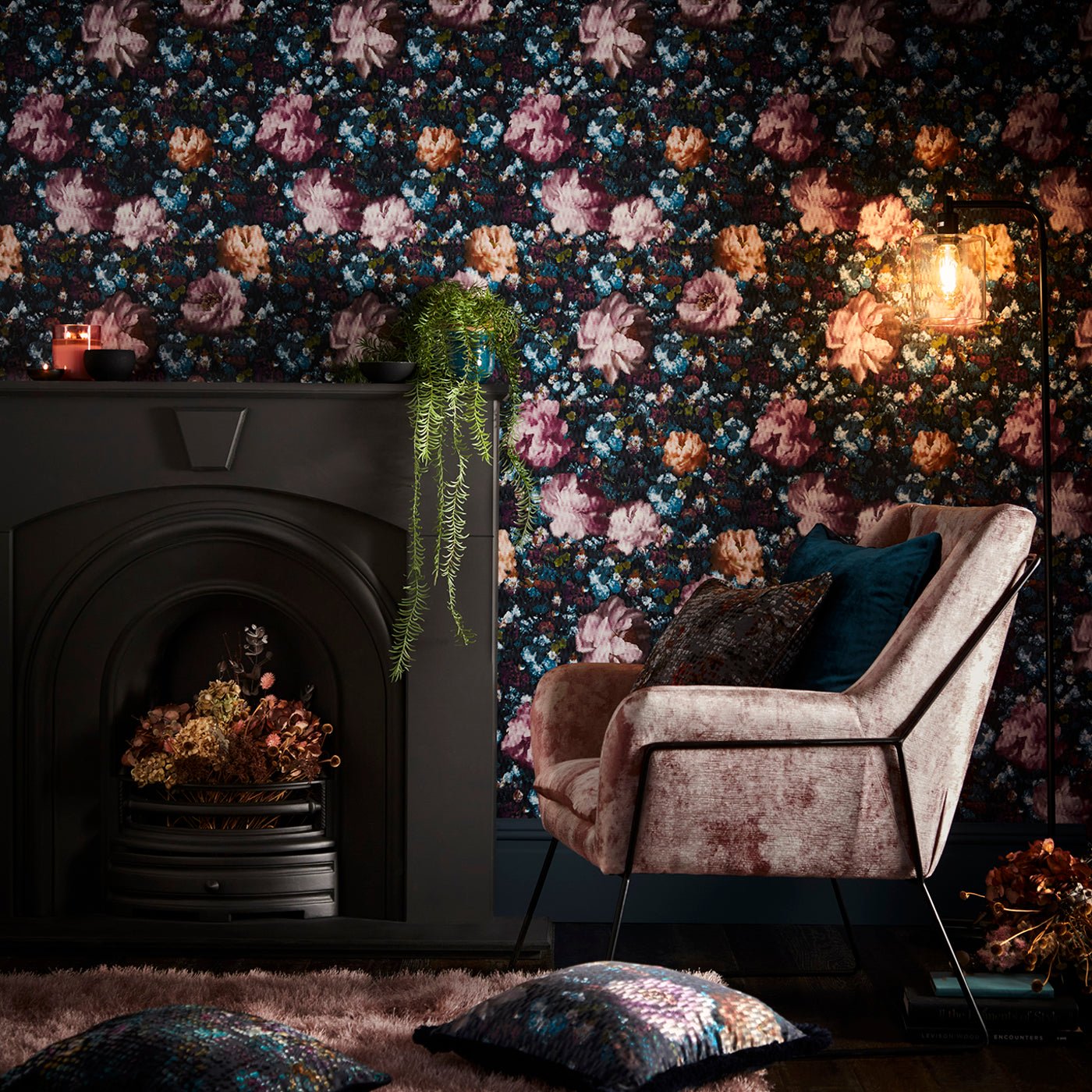 Camile Wallpaper - Midnight - Clarke & Clarke - W0148/01 - Premier Wallcovering