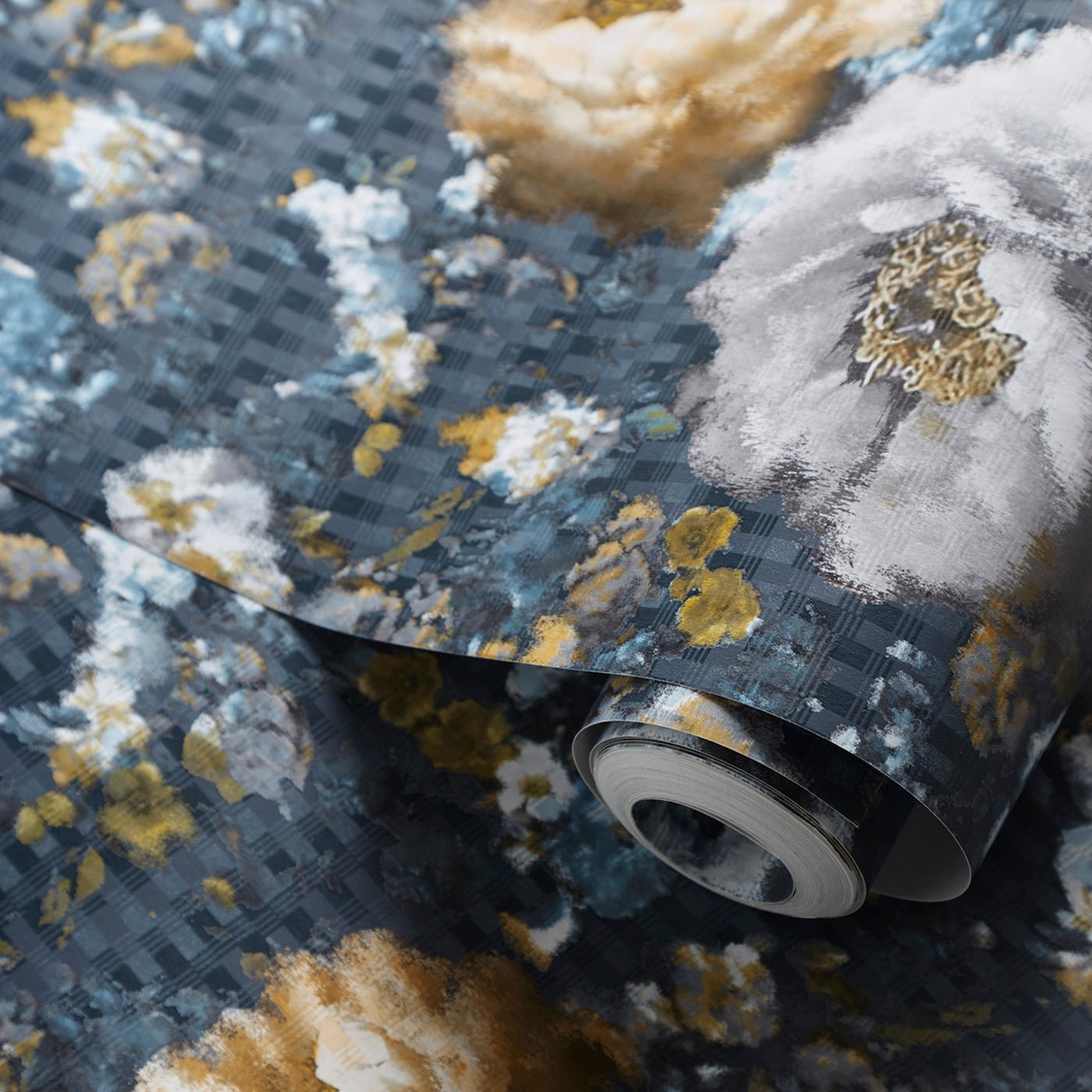 Camile Wallpaper - Midnight/Gold - Clarke & Clarke - W0148/02 - Premier Wallcovering