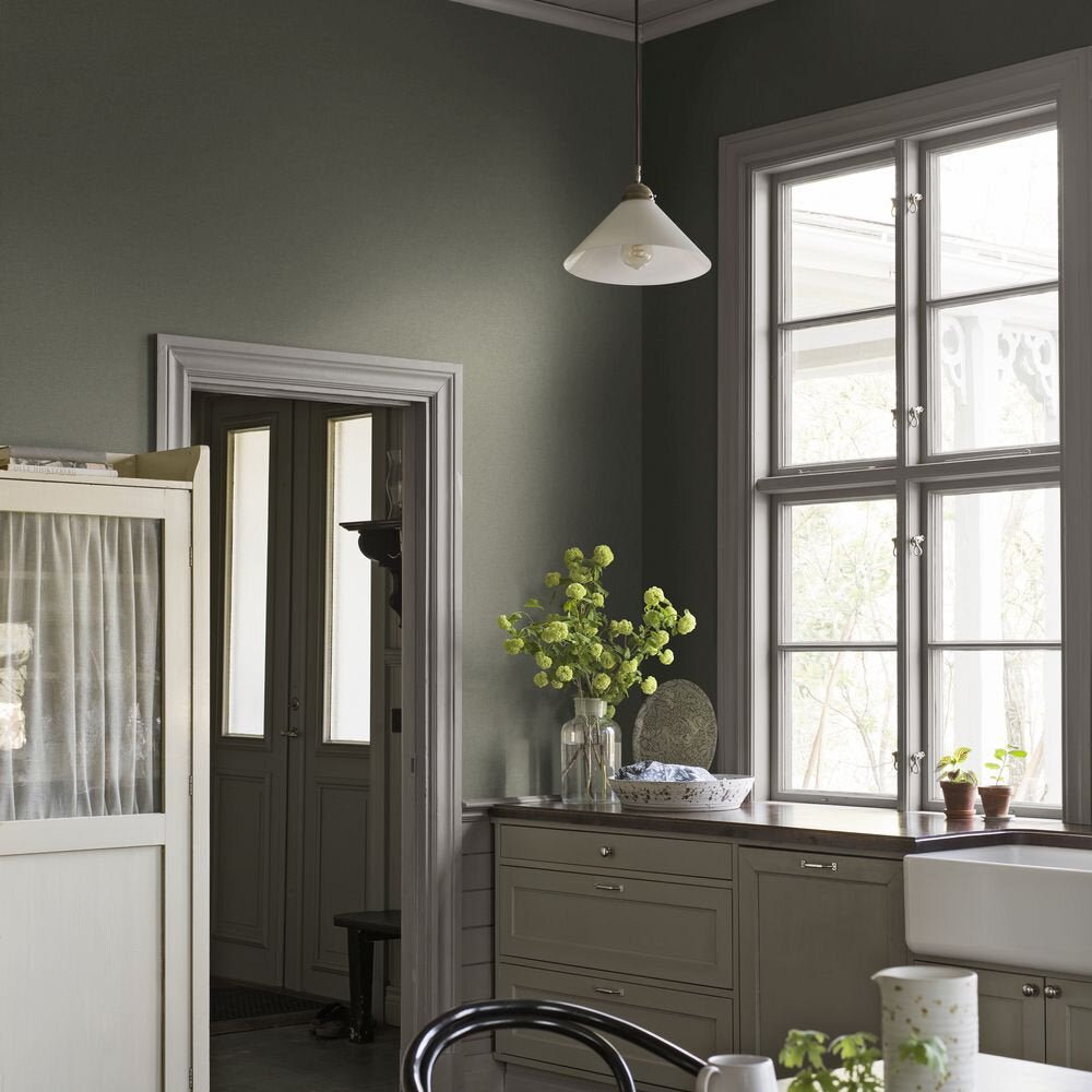 Canvas Wallpaper - Olive - Boråstapeter - 6130 - Premier Wallcovering