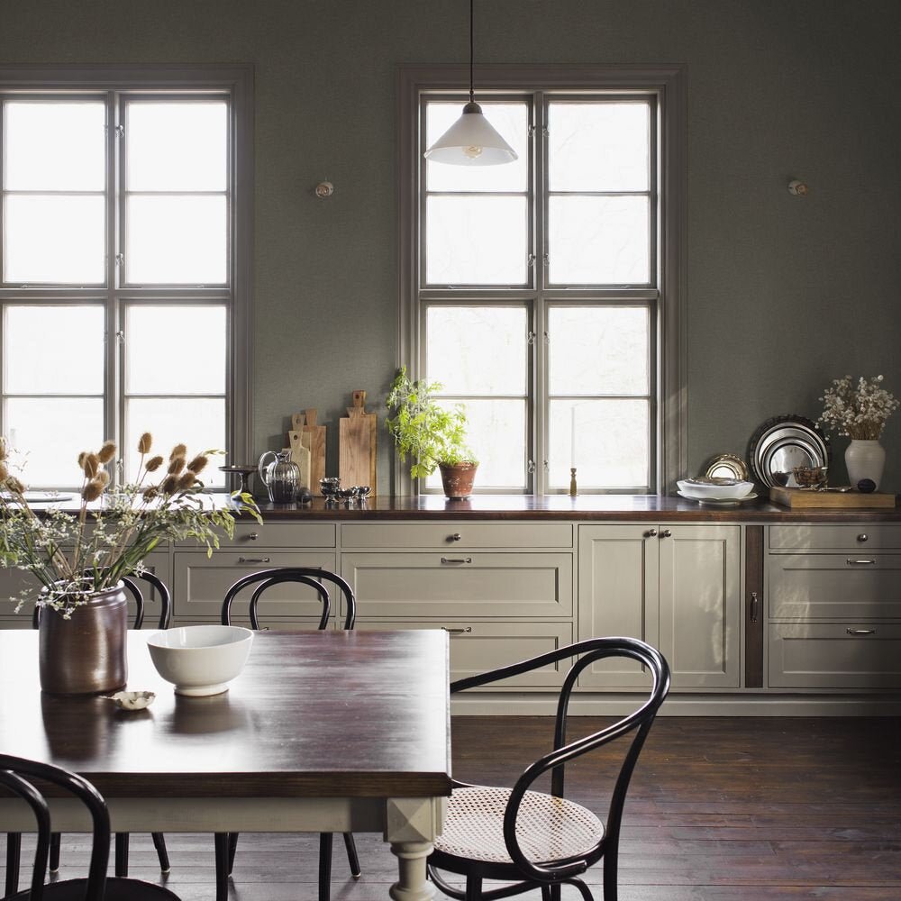 Canvas Wallpaper - Olive - Boråstapeter - 6130 - Premier Wallcovering