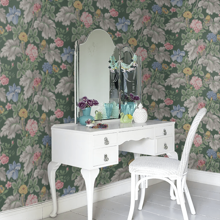 Carnation Garden Wallpaper - Green - Boråstapeter - 4834 - Premier Wallcovering