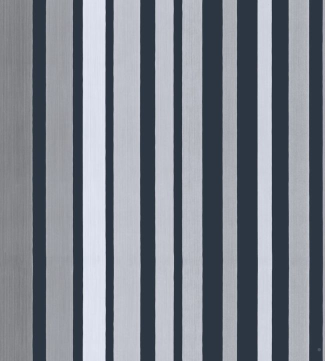 Carousel Stripe Wallpaper - Metallic Silver on Charcoal - 110/9043 - Cole & Son - Premier Wallcovering