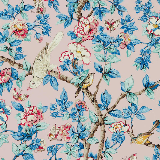 Caverley Wallpaper - Rose/French Blue - DOSW217035 - Sanderson