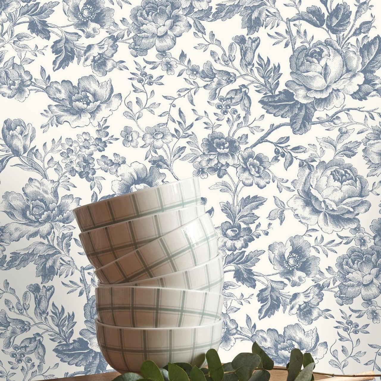 Celestine Les Belles Toiles De Jouy Wallpaper - Bleu Encre - Casadeco - 201726505 - Premier Wallcovering