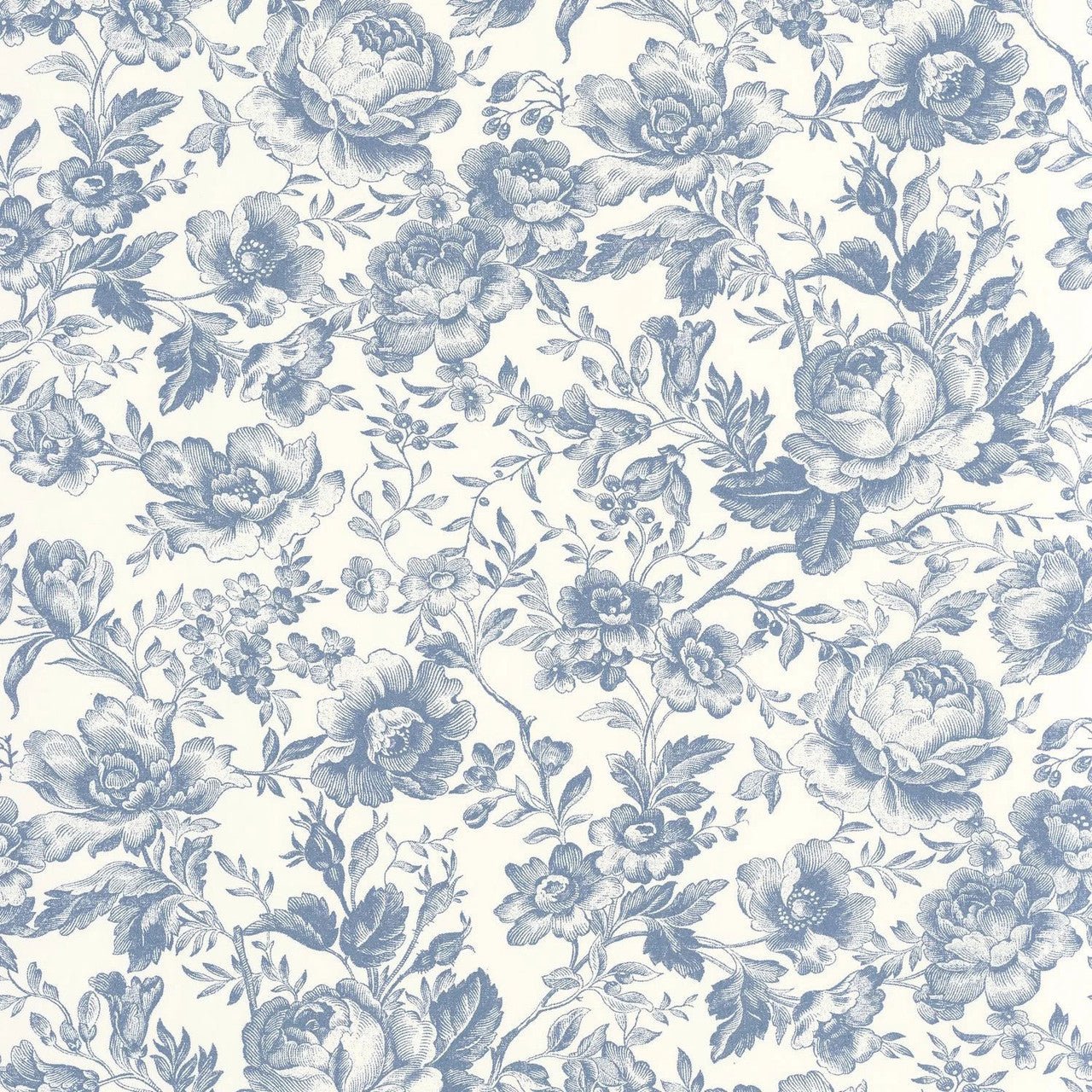 Celestine Les Belles Toiles De Jouy Wallpaper - Bleu Encre - Casadeco - 201726505 - Premier Wallcovering