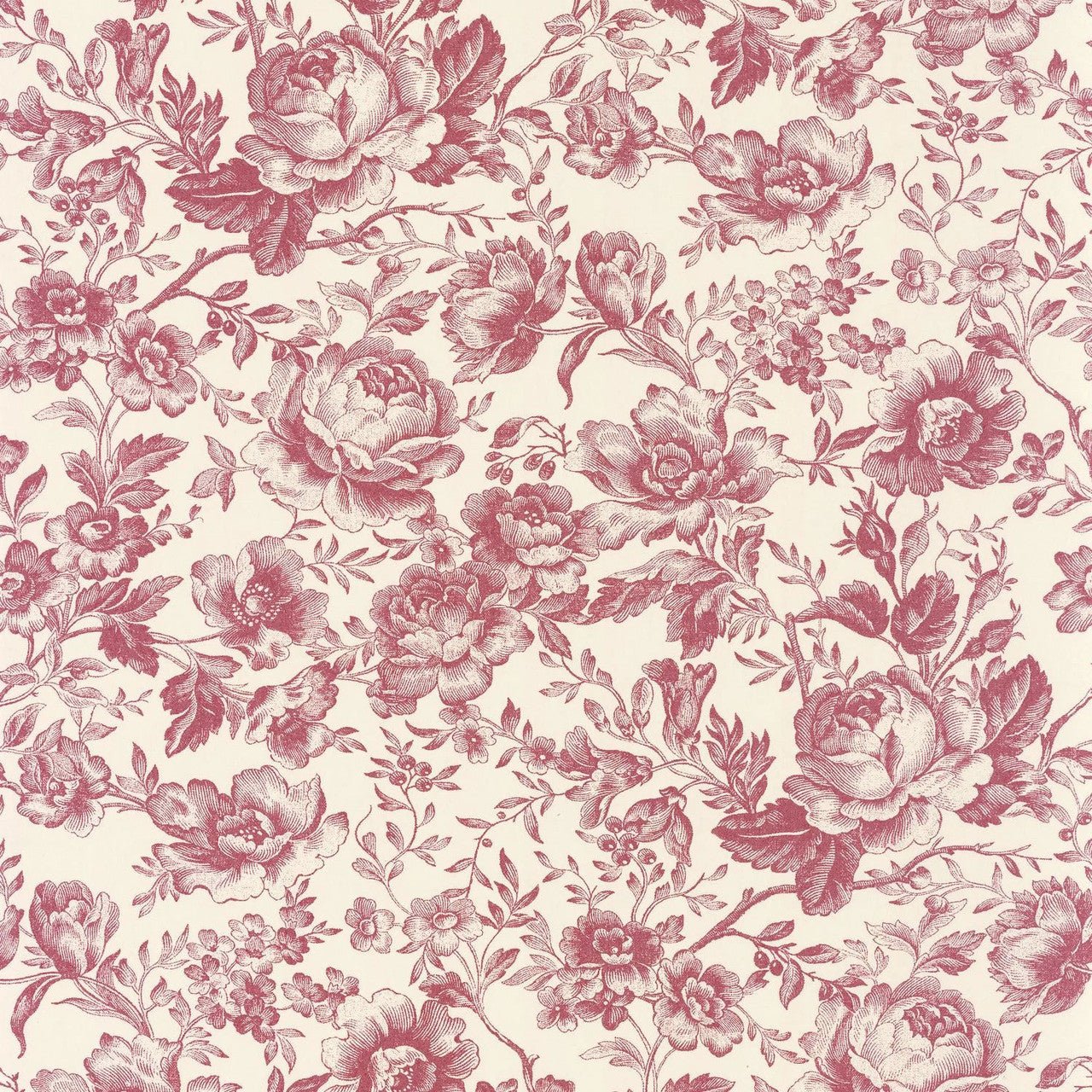 Celestine Les Belles Toiles De Jouy Wallpaper - Rouge Grenat - Casadeco - 201728558 - Premier Wallcovering