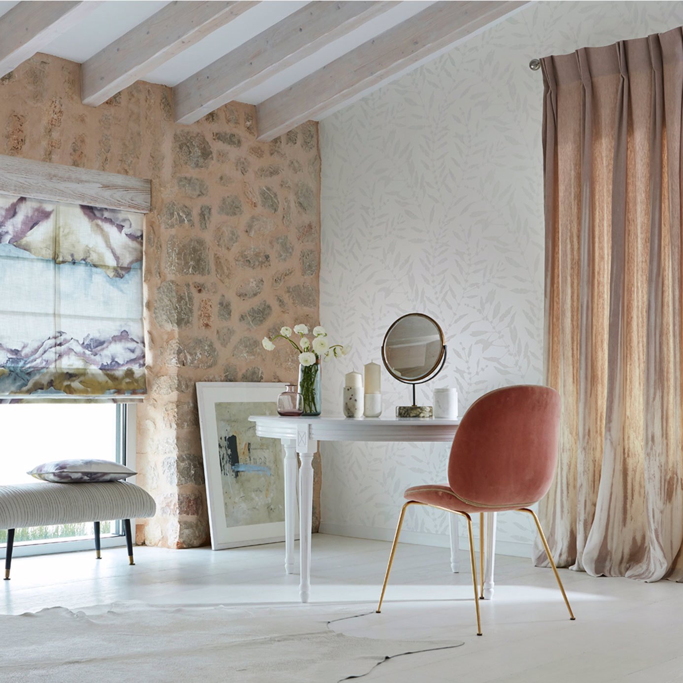 Chaconia Shimmer Wallpaper - Pearl - HANZ111660 - Harlequin - Premier Wallcovering