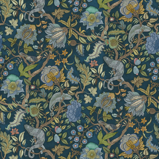 Chameleon Trail Wallpaper - Bright Blues and Green - Josephine Munsey - JMW-102261 - Premier Wallcovering