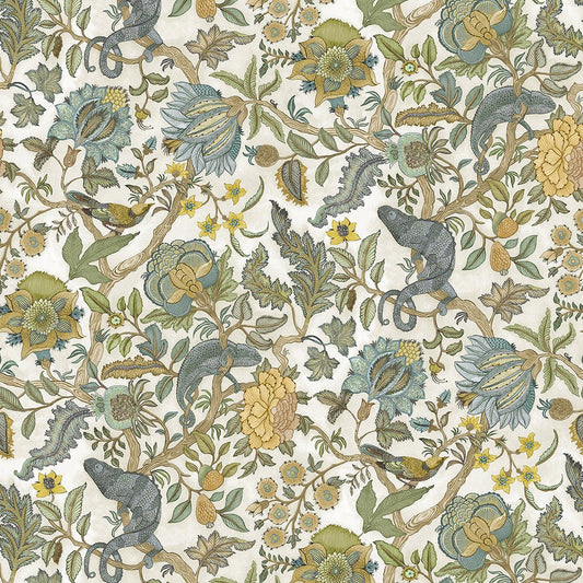Chameleon Trail Wallpaper - Lemon and Light Blue - Josephine Munsey - JMW-102201 - Premier Wallcovering