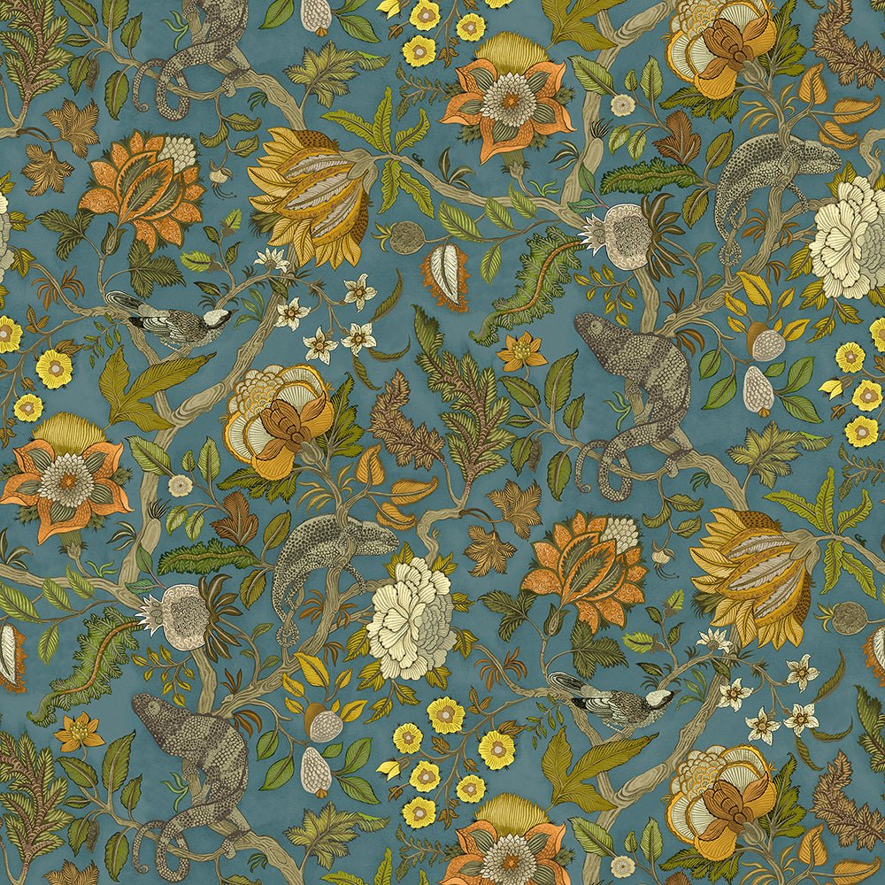 Chameleon Trail Wallpaper - Teal and Orange - Josephine Munsey - JMW-102231 - Premier Wallcovering