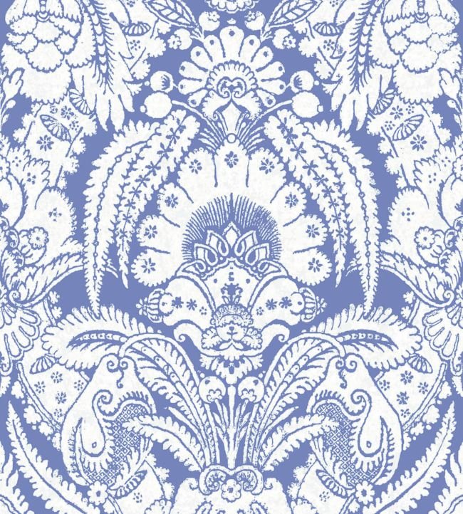 Chatterton Wallpaper - White on Hyacinth Blue - 94/2012 - Cole & Son - Premier Wallcovering