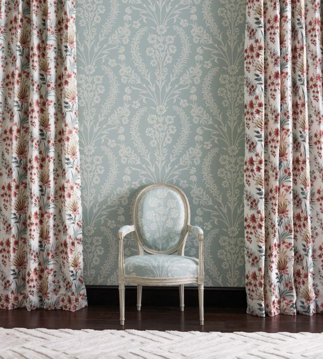 Chelwood Wallpaper - Aqua - Nina Campbell - NCW4392 - 01 - Premier Wallcovering