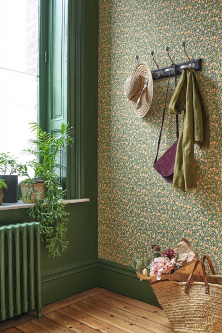 Cherry Flower Market Wallpaper - Vert / Nude - Casadeco - 89227417 - Premier Wallcovering