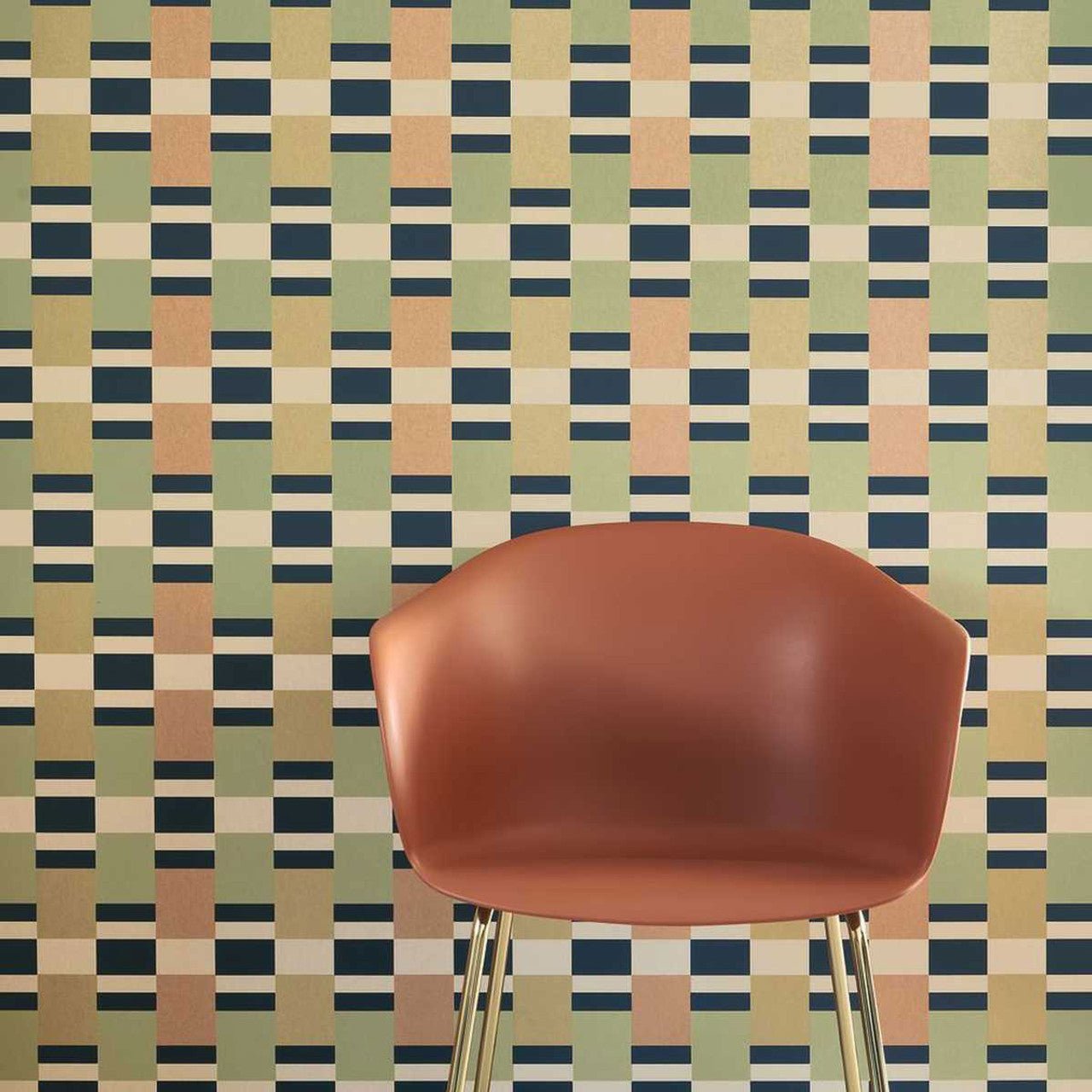 Chess Game Color Game Wallpaper - Vert/ocre - Casadeco - 200627202 - Premier Wallcovering