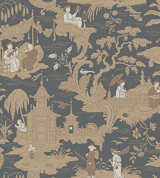 Chinese Toile Wallpaper - Spice on Soot - 100/8040 - Cole & Son - Premier Wallcovering