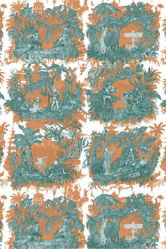 Chinoiserie Toile Wallpaper - Nasturtium - Timorous Beasties - TB/CTOILE/LALQ/02 - Premier Wallcovering