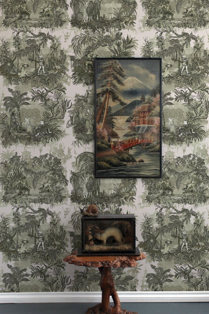 Chinoiserie Toile Wallpaper - Sorrel - Timorous Beasties - TB/CTOILE/LALQ/05 - Premier Wallcovering