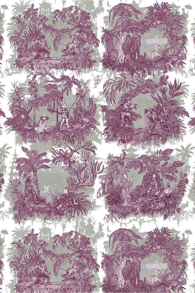 Chinoiserie Toile Wallpaper - Dragon Fruit - Timorous Beasties - TB/CTOILE/LALQ/06 - Premier Wallcovering
