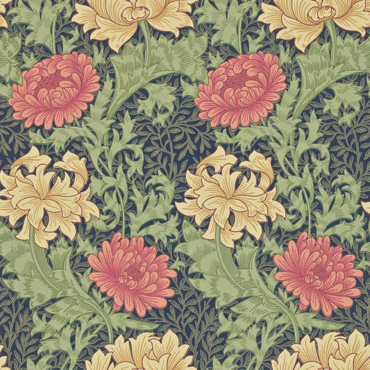 Chrysanthemum Wallpaper - Indigo - Morris & Co - 216854