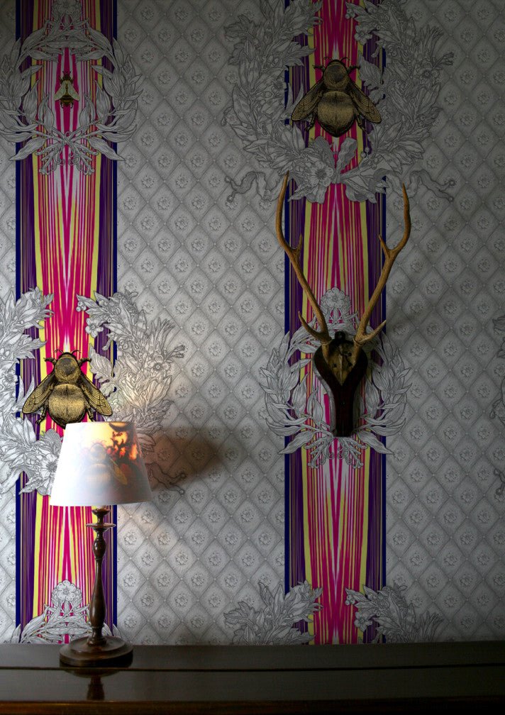 Civic Bee Wallpaper - Silver - Timorous Beasties - TB/CVL/MICA/02 - Premier Wallcovering