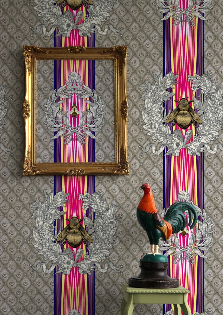 Civic Bee Wallpaper - Grey - Timorous Beasties - TB/CVL/MICA/01 - Premier Wallcovering