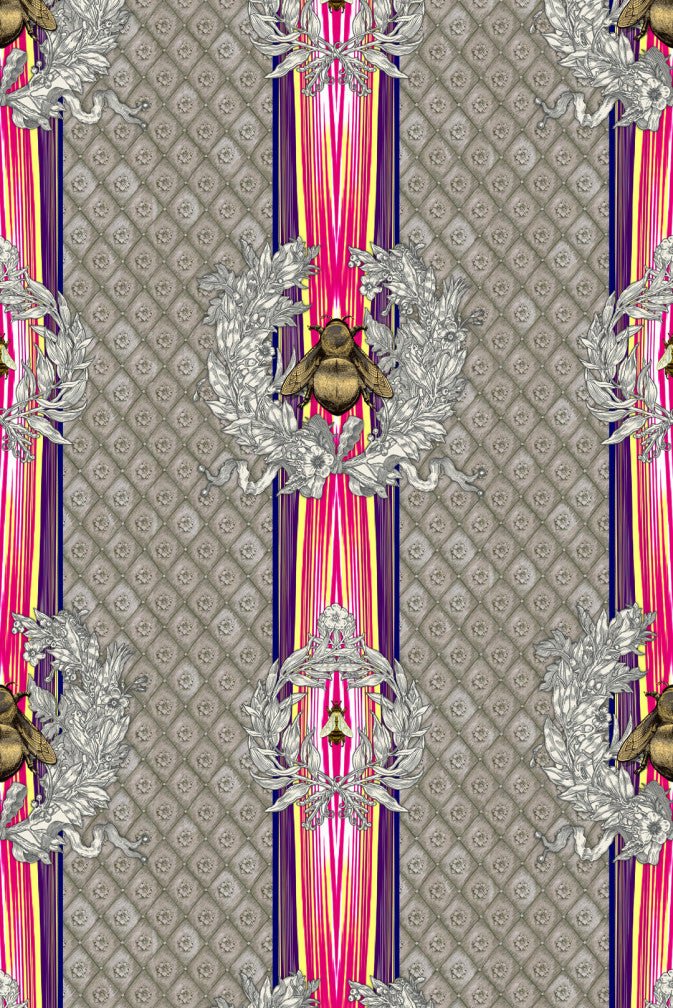 Civic Bee Wallpaper - Grey - Timorous Beasties - TB/CVL/MICA/01 - Premier Wallcovering