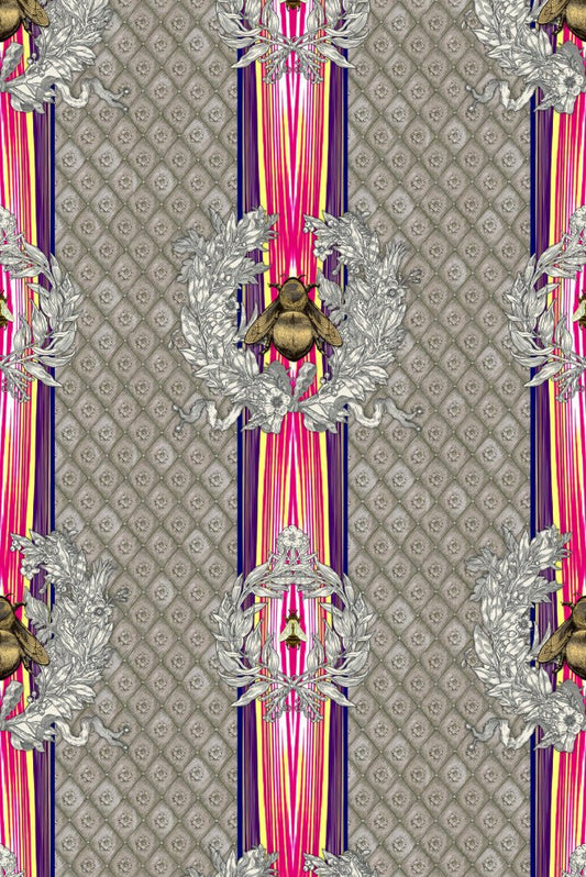 Civic Bee Wallpaper - Grey - Timorous Beasties - TB/CVL/MICA/01 - Premier Wallcovering