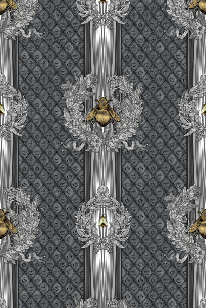 Civic Bee Wallpaper - Charcoal - Timorous Beasties - TB/CVL/MICA/03 - Premier Wallcovering