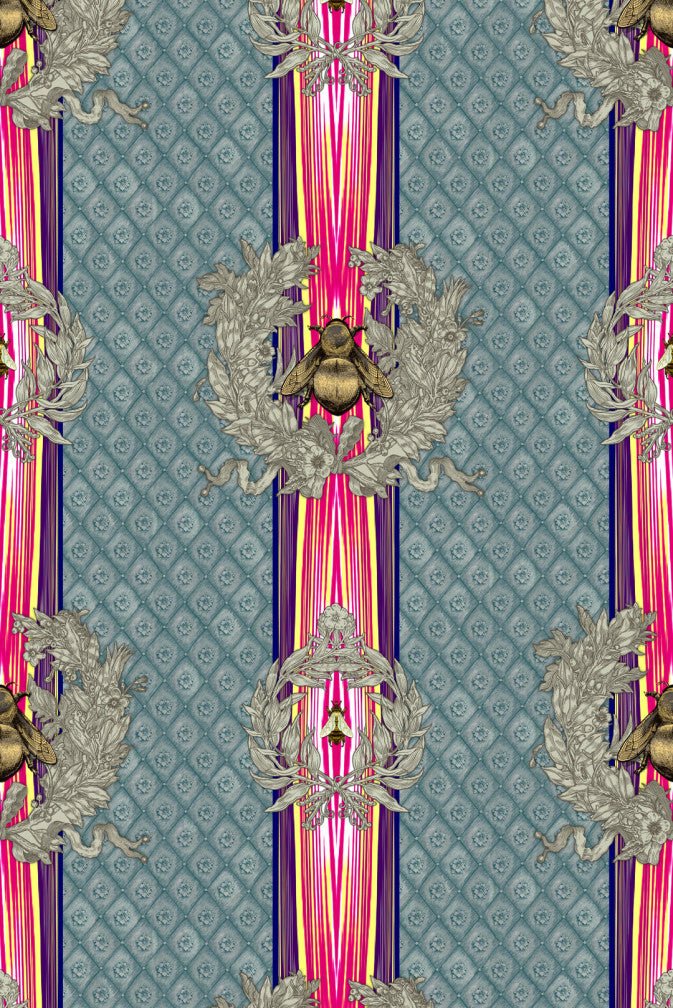 Civic Bee Wallpaper - Teal - Timorous Beasties - TB/CVL/MICA/04 - Premier Wallcovering