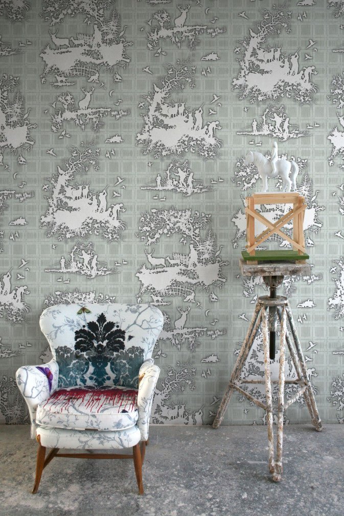 Classic Hunt Wallpaper - Grey - Timorous Beasties - TB/CLH/MICA/02 - Premier Wallcovering