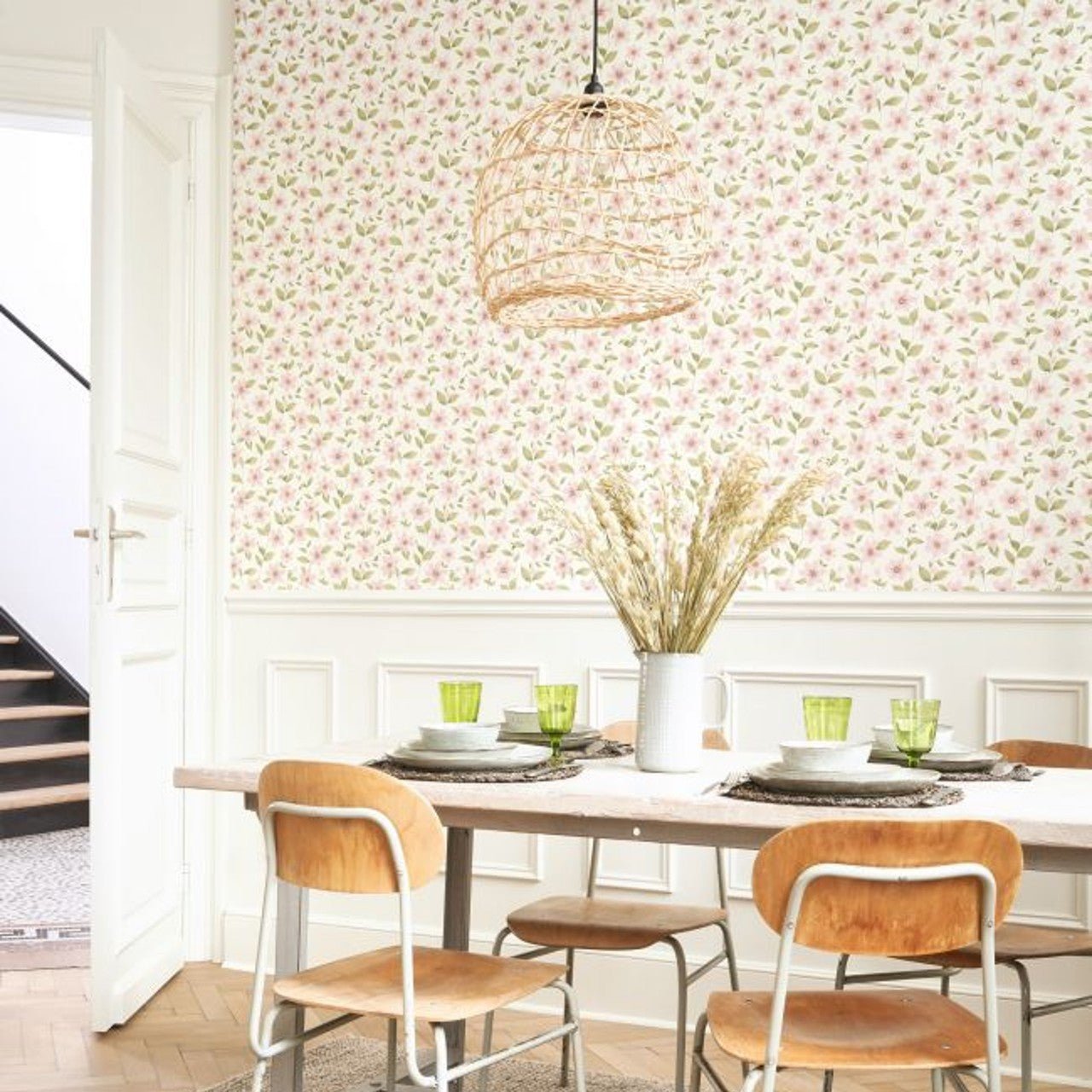 Clematites Gardens Wallpaper - Rose Anglais - Casadeco - 87644352 - Premier Wallcovering