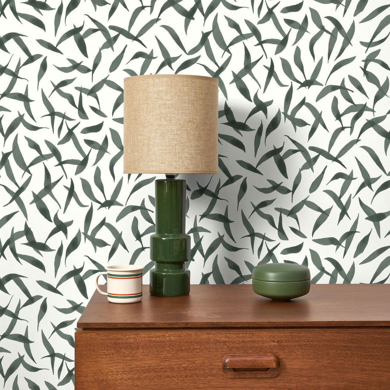 Clos Des Oliviers Echappee Belle Wallpaper - Vert Cypres - Casadeco - 89847515 - Premier Wallcovering