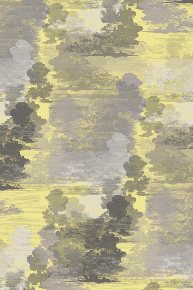 Cloud Toile Wallpaper - Greys on Yellow - Timorous Beasties - TB/CTOIL/MICA/04 - Premier Wallcovering