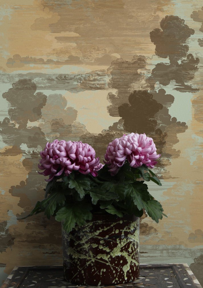 Cloud Toile Wallpaper - Browns on Green - Timorous Beasties - TB/CTOIL/MICA/05 - Premier Wallcovering