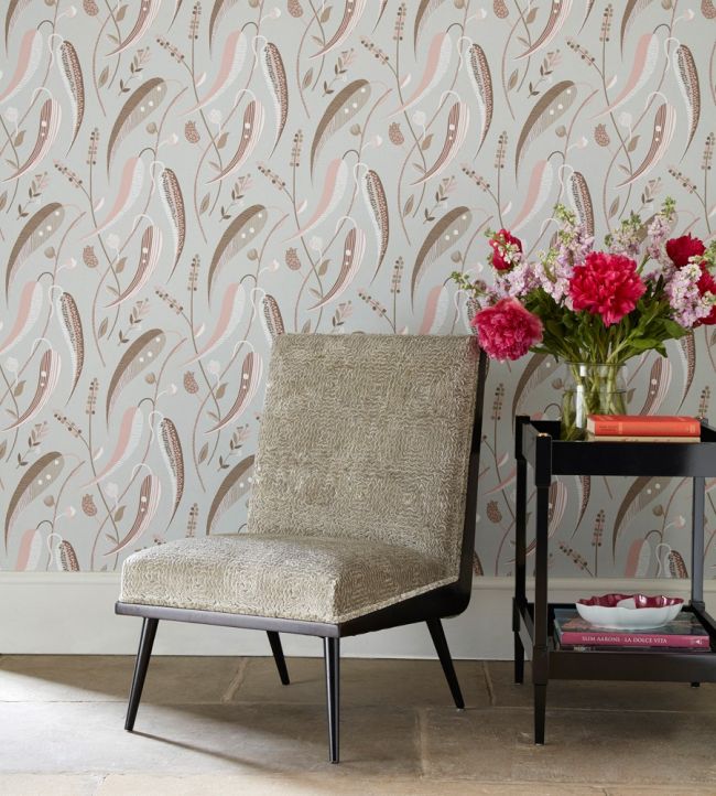 Colbert Wallpaper - Coral/Aqua - Nina Campbell - NCW4353 - 01 - Premier Wallcovering