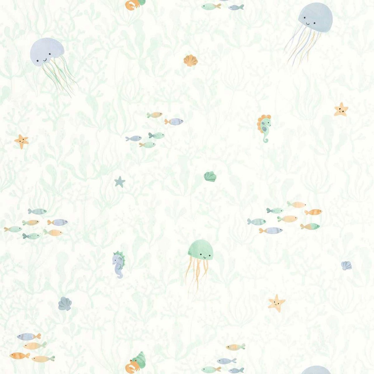 Companions Of The Sea Once Upon A Time Wallpaper - Vert Aqua - Casadeco - 200816767 - Premier Wallcovering