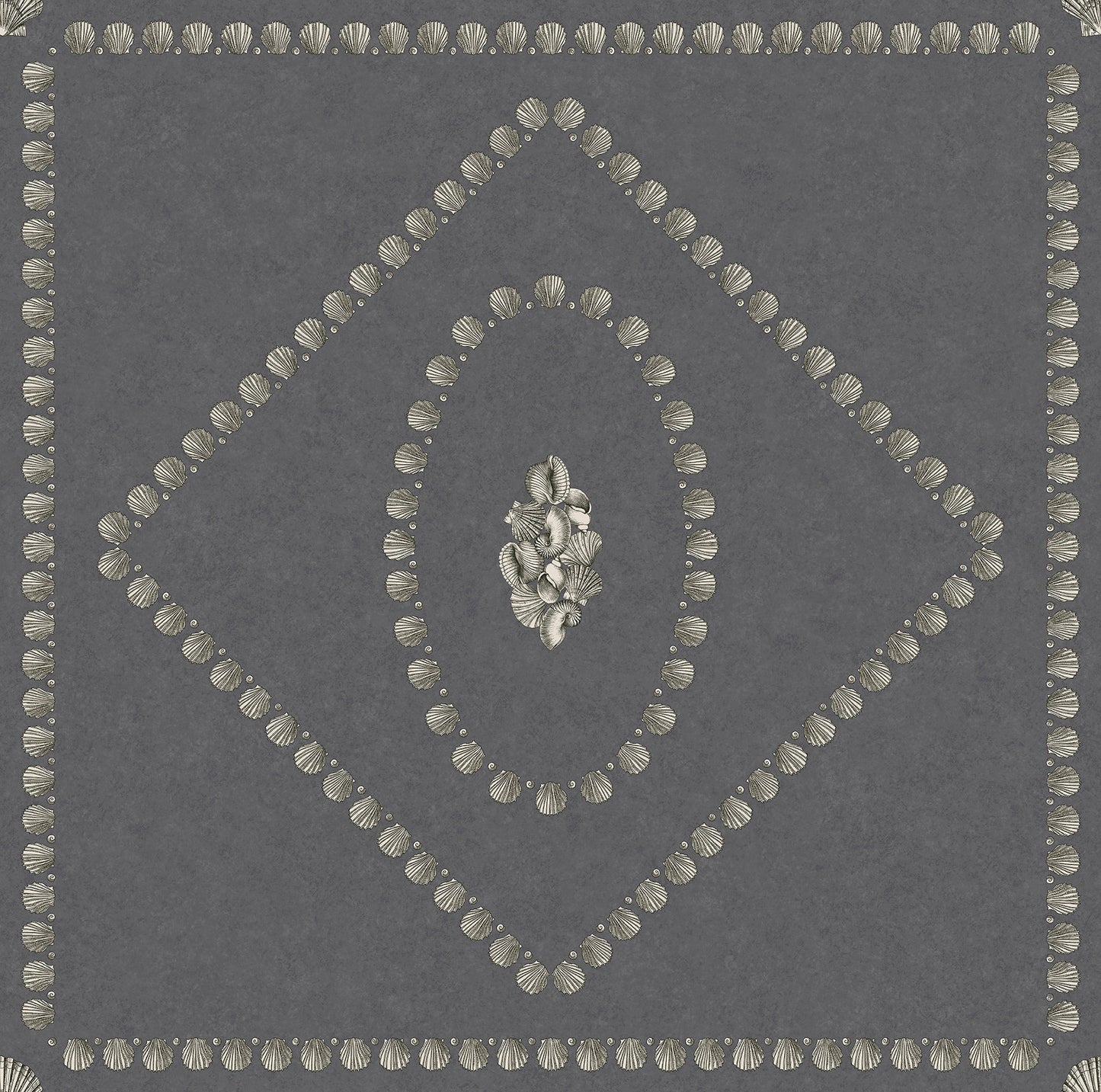 Conchiglie Wallpaper - Soft Gold on Charcoal - 123/5023 - Cole & Son - Premier Wallcovering